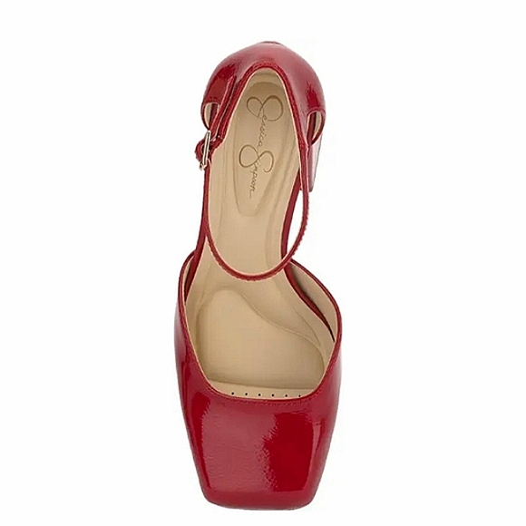 New w/Box Jessica Simpson Lollah Pearlized Vegan Patent Leather Block Heel Pumps - Picture 6 of 8